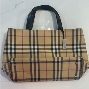 Authentic Burberry Beige and Black Checkered Handbag